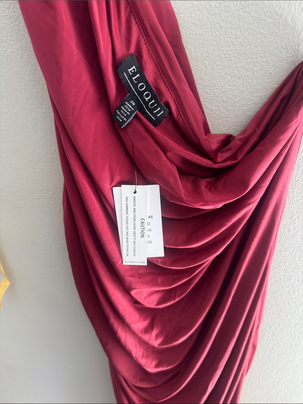 Eloquii One-Shoulder Draped Dress in Wine